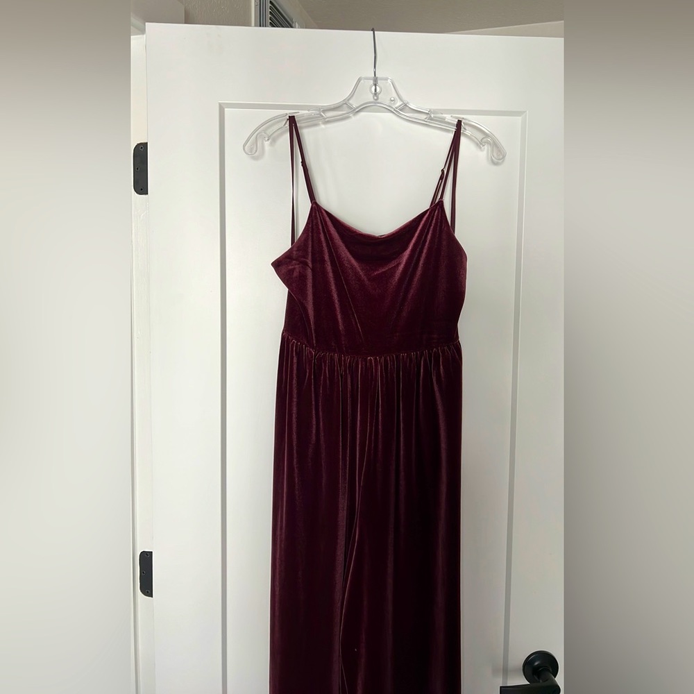 Velvet Wine Wide Leg Jumpsuit - Urban Outfitters